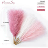 NNETM Set of 3 Artificial Pampas Grass Stems (43.18cm) - Blush, Cream & Pink Gradient