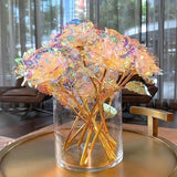 NNETM Rose Golden Crystal Artificial Rose Flowers - Pack of 10