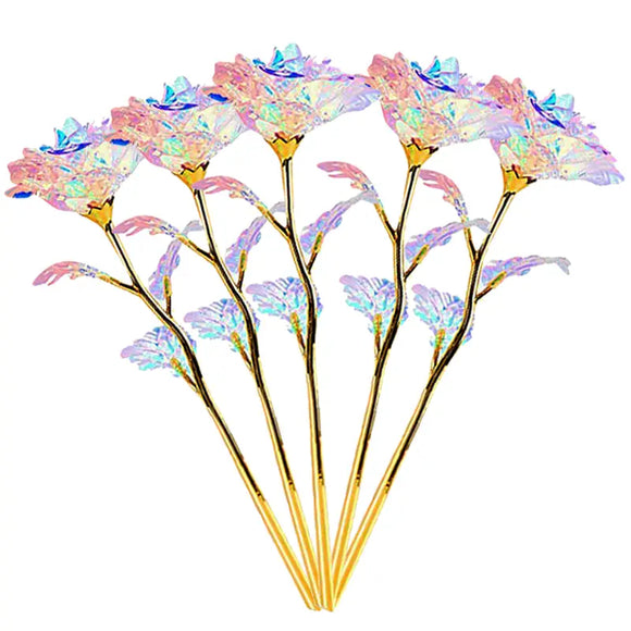 NNETM Rose Golden Crystal Artificial Rose Flowers - Pack of 10