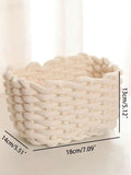 NNESN Woven Makeup Storage Basket - Chic White Organizer