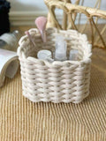 NNESN Woven Makeup Storage Basket - Chic White Organizer
