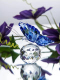 NNESN Blue Holographic Butterfly Glass Ornament - Sparkling Home Decor Craft