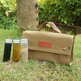 NNETM Outdoor Seasoning Bottles Set - Khaki Canvas Bag for Camping & BBQ