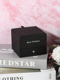 NNESN Artificial Flower Detail Jewelry Box - Elegant Black Polyester Design
