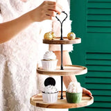 NNETM Acacia Wood 3 Layers Cupcake Stand - Elegant Display Rack for Desserts