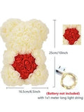 NNESN Eternal Rose Bear Valentine's Day Gift - Red & White PE Foam Flower Bear (25x16.5cm)