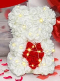 NNESN Eternal Rose Bear Valentine's Day Gift - Red & White PE Foam Flower Bear (25x16.5cm)