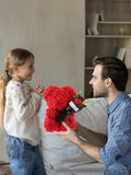 NNESN Handcrafted Red Rose Bear - 18x25cm