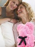 NNESN Baby Pink Rose Bear - Elegant Gift for Women - 25x17cm