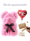 NNESN Baby Pink Rose Bear - Elegant Gift for Women - 25x17cm
