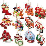 NNETM 24-Piece Christmas Wooden Hanging Ornaments Set for Festive Tree Decoration