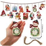 NNETM 24-Piece Christmas Wooden Hanging Ornaments Set for Festive Tree Decoration