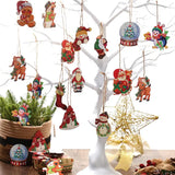 NNETM 24-Piece Christmas Wooden Hanging Ornaments Set for Festive Tree Decoration