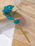 NNESN Gold Foil Blue Colored Rose - Elegant 22.5cm Plastic Stem