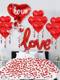 NNESN 12pcs 'I Love You' and Heart-Shaped Red Balloons Set