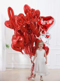 NNESN 12pcs 'I Love You' and Heart-Shaped Red Balloons Set
