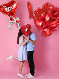 NNESN 12pcs 'I Love You' and Heart-Shaped Red Balloons Set