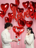 NNESN 12pcs 'I Love You' and Heart-Shaped Red Balloons Set