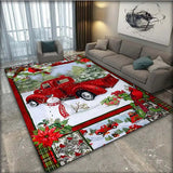 NNETM Festive Christmas Red Santa Truck Pattern Floor Mat