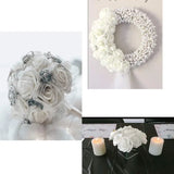 NNETM 50-Piece Realistic Foam Rose Wedding Set - White Artificial Flowers