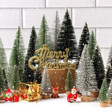 NNETM 15-Piece Christmas Trees Set - Assorted Artificial Bottle Brush Trees with Wooden Bases