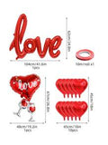 NNESN 12pcs 'I Love You' and Heart-Shaped Red Balloons Set