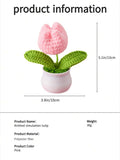 NNESN Handcrafted Pink Woolen Tulip - Charming Artificial Flower in Pot