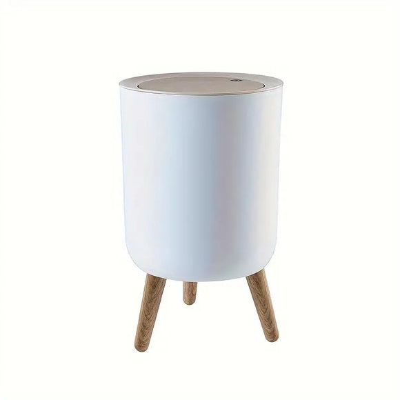 NNETM Primo Supply Nordic Trash Can with Legs - Free-Standing Push Top Waste Basket (1pc, White)