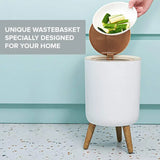 NNETM Primo Supply Nordic Trash Can with Legs - Free-Standing Push Top Waste Basket (1pc, White)