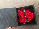 NNESN Artificial Flower Detail Jewelry Box - Elegant Black Polyester Design