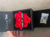 NNESN Artificial Flower Detail Jewelry Box - Elegant Black Polyester Design
