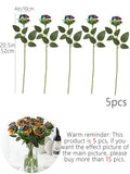 NNESN Vibrant Rainbow Silk Rose Flowers Set – 5pcs for Home Decor