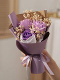 NNESN Purple Rose Bouquet with Soap Flower - Artificial Flowers Set