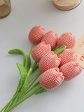 NNESN Handcrafted Crochet Tulips - Vibrant Watermelon Pink (34cm)