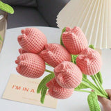 NNESN Handcrafted Crochet Tulips - Vibrant Watermelon Pink (34cm)