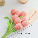NNESN Handcrafted Crochet Tulips - Vibrant Watermelon Pink (34cm)