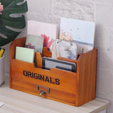 NNETM Vintage Wooden Letter Rack - Wall Mounted Office Organizer with Adjustable Grid Storage