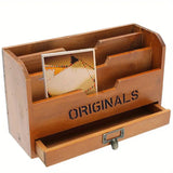 NNETM Vintage Wooden Letter Rack - Wall Mounted Office Organizer with Adjustable Grid Storage