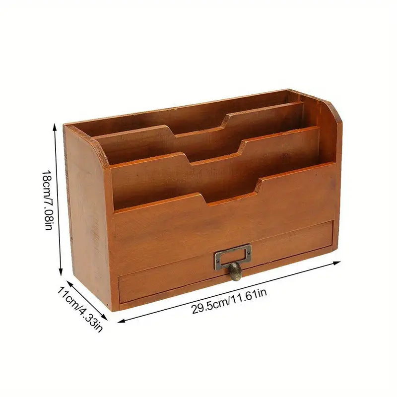 NNETM Vintage Wooden Letter Rack - Wall Mounted Office Organizer with ...