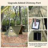 NNETM All-Season Hexagonal Camping Tent for 1-2 Persons - Army Green