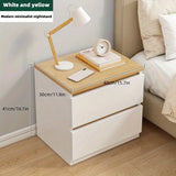 NNETM Double Layer Drawer Bedside Cabinet - Yellow and White