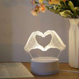 NNESN Love Gesture 3D Night Light - Romantic USB-Powered Acrylic Decoration in Yellow