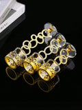 NNESN 1pc Elegant Crystal & Glass Candle Holder with Diamond Inlaid - Medium Gold