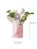 NNESN Enchanting Purple Bliss: Handmade Knitted Flower Bouquet Set with Crochet Flowers and Accessories