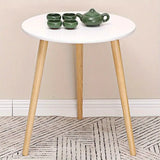 NNETM Round End Table with Solid Wood Legs