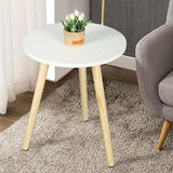NNETM Round End Table with Solid Wood Legs
