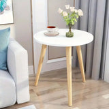 NNETM Round End Table with Solid Wood Legs