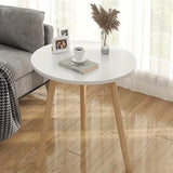 NNETM Round End Table with Solid Wood Legs