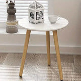 NNETM Round End Table with Solid Wood Legs