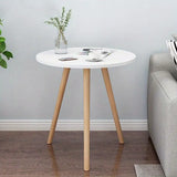 NNETM Round End Table with Solid Wood Legs